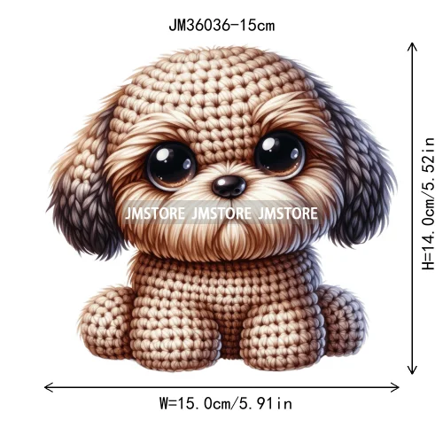 15cm 5.9in Colorful Cute Needle Hook Animal Iron On DTF Heat Transfer Sticker For Clothes Print Vinyl Washable T-Shirt Appliques