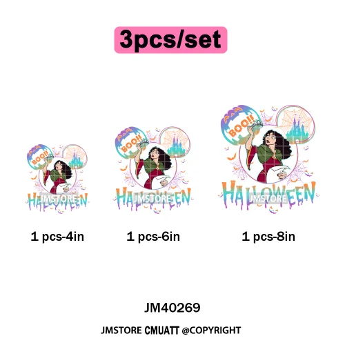 Waiting For Halloween Coquette Bad Girls Friends Wicty Logos Iron on DTF Washable Transfers Stickers Ready to Press for Clothing