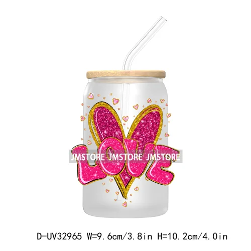 Coquette Valentine Heart Love XOXO Valentine's Day UV DTF Transfer Stickers Decals For Libbey Cold Cups Mugs Tumbler Waterproof