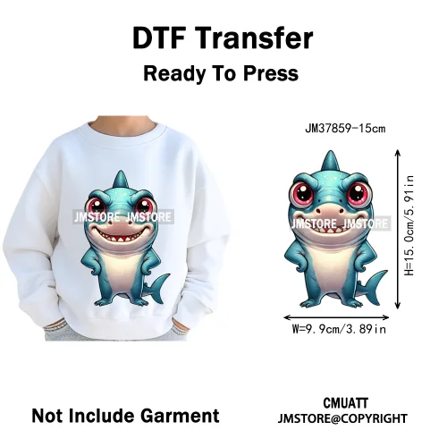 15cm 5.9in Cute Sea Underwater Animal Quirky Fish Octopus Decals Washable Iron On DTF Heat Transfers Stickers For Kids T-Shirts