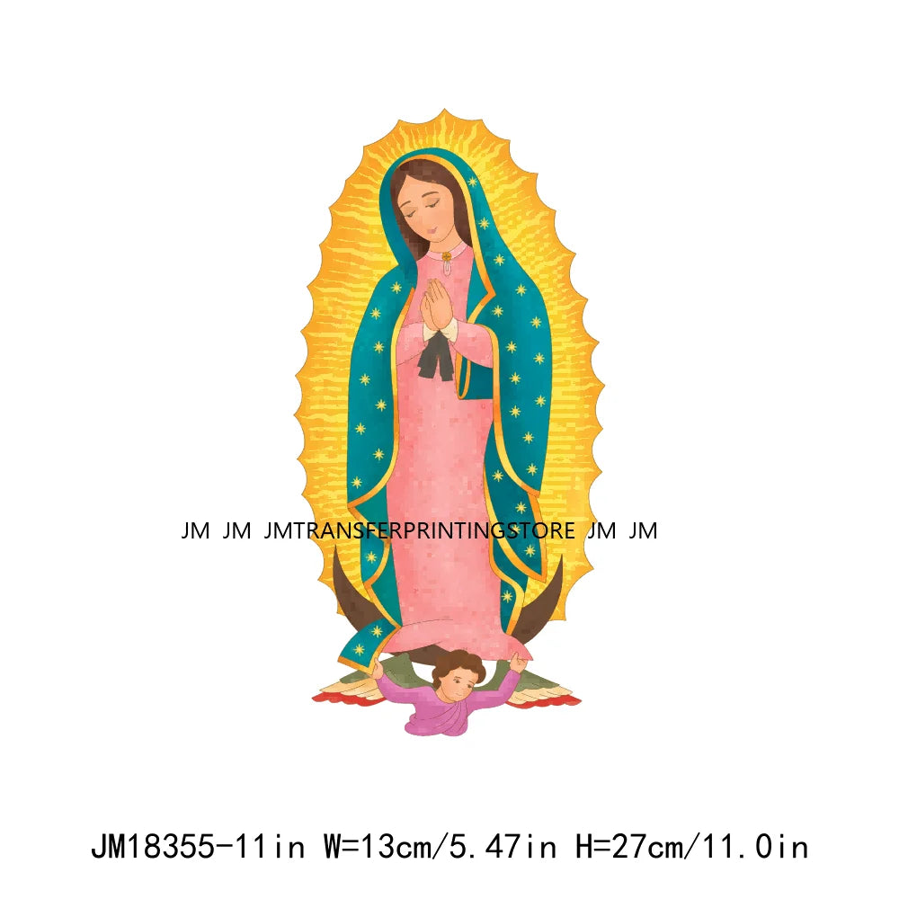 Virgencita Birgen De Guadalupe Nuestra Senora De Guadalupe  Floral Mexican Virgen Our Lady Mary DTF Transfer Sticker For Hoodies