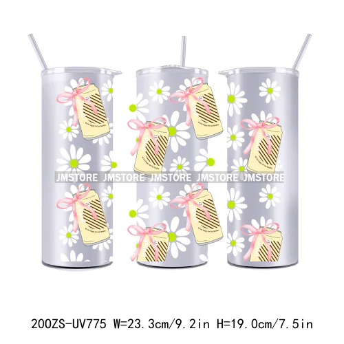 New Floral Soda Can Flowers Coquette Drinks 20OZ UV DTF Skinny Tumbler Wrap Transfer Stickers Waterproof Custom Logo For Tumbler