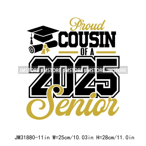 High School Graduation Proud Mom Of Senior 2025 Letters Iron On DTF Heat Transfers Stickers Ready To Press For T-shirts Bags