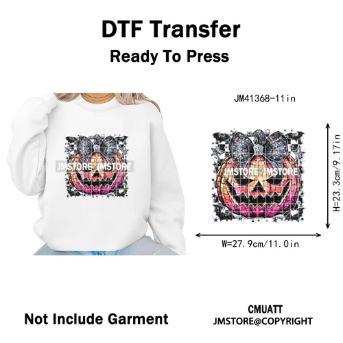 Preppy Coquette Halloween Floral Fall Pumpkin Spooky Season Iron on Washable DTF Transfers Stickers Ready to Press for Clothing