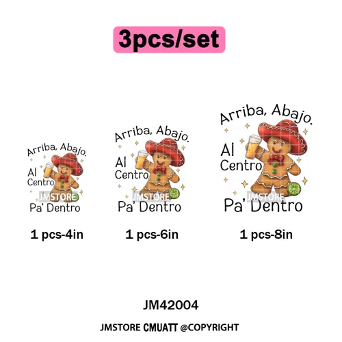 Feliz Navidad Mexican Christmas Concha Santa Latina Holiday Fiesta Iron on DTF Transfers Stickers Ready to Press for T-shirts