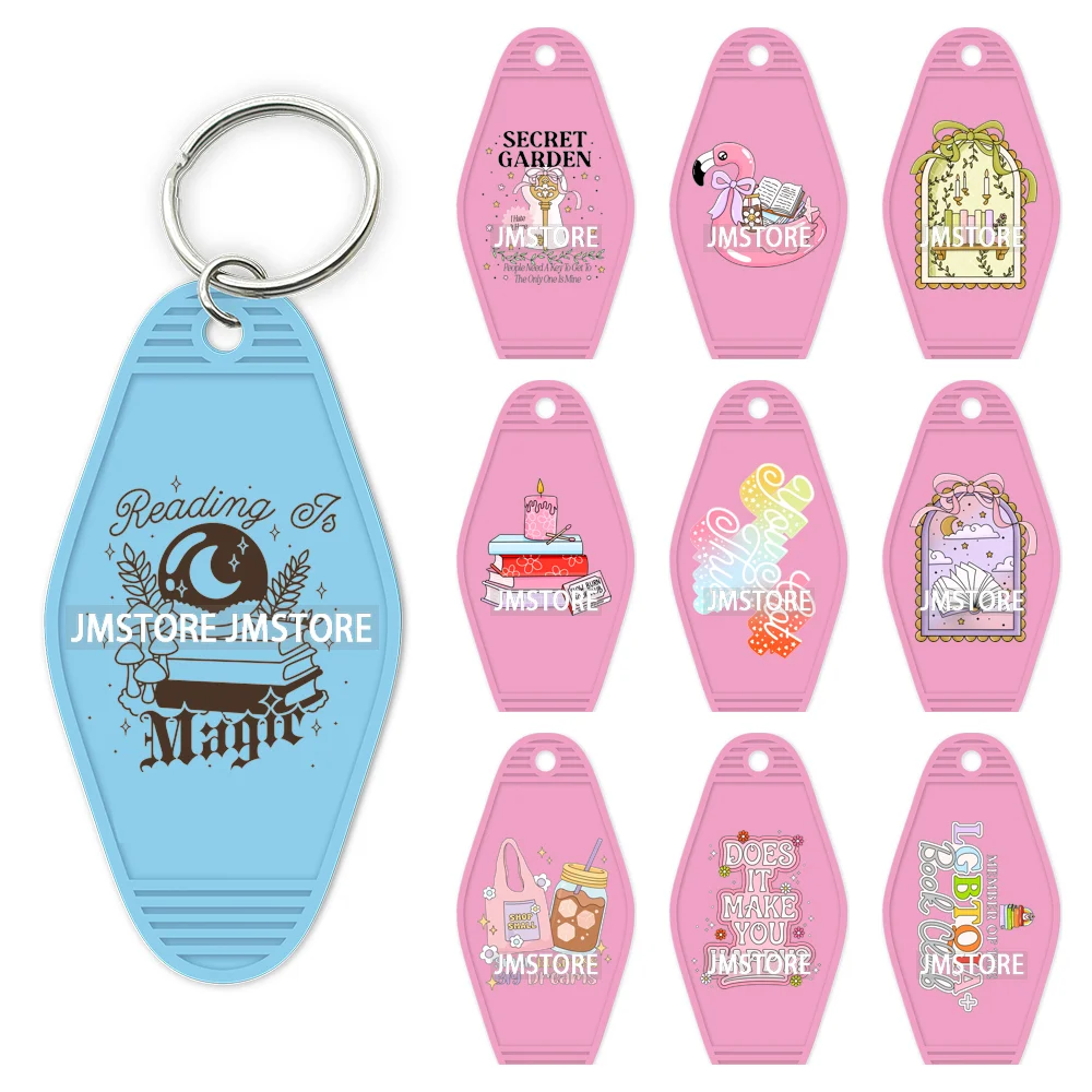 Positive Quotes Books Coffee Lover Girly UV DTF Motel Keychain Decal Ready To Ship Transfer Stickers Prints For Hotel Keychain