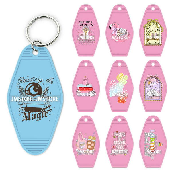 Positive Quotes Books Coffee Lover Girly UV DTF Motel Keychain Decal Ready To Ship Transfer Stickers Prints For Hotel Keychain