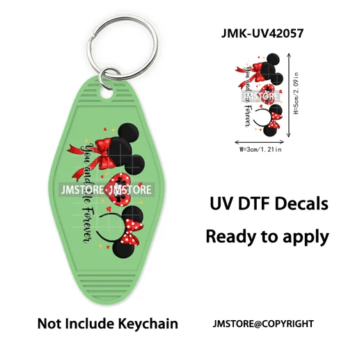 Coquette Bow Magical Mouse Cartoon UV DTF Motel Keychain Decal Ready To Ship Durable Transfer Stickers Prints For Hotel Keychain