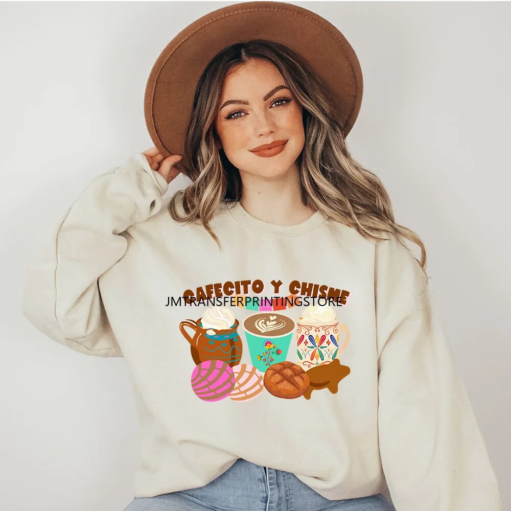 DIY Cafecito Y Chisme Latin Mexico Culture Thermal Design Colorful No Me Ghosta DTF Transfer Stickers Ready To Press For Hoodies