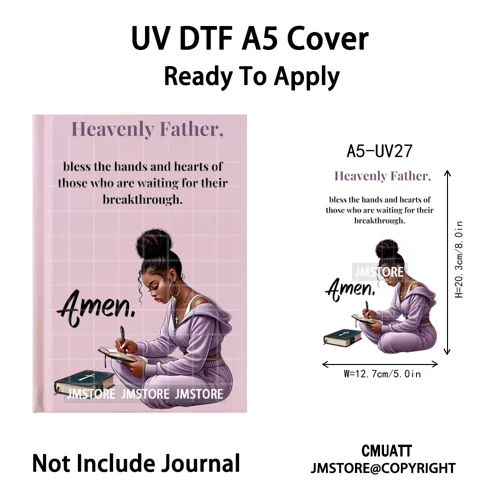 Bible Verse Black Woman Religious A5 Notebook UV DTF Wraps Ready To Apply Waterproof Transfer Stickers Decals For Journal Cover