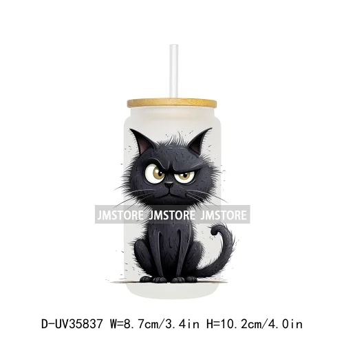 Cute Black Cats Halloween UV Sticker Decals For Libbey Cold Cups Mugs Tumbler Transfer Stickers Waterproof High Quality Prints
