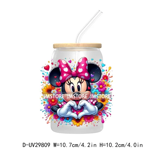 New Trendy Cartoon Mouse Couple Watercolor UV DTF Transfer Sticker Decals For Libbey Cold Cups Mugs Tumbler Animal Kingdom Vibes