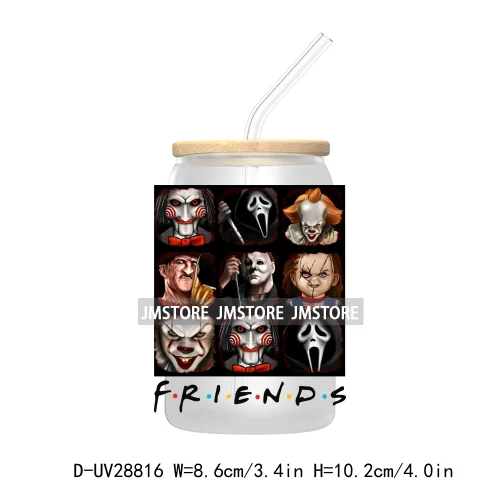 Thug Life Horror Movie Scary Halloween UV DTF Transfer Stickers Decals For Libbey Cold Cups Mugs Tumbler Coquette Bow Friends