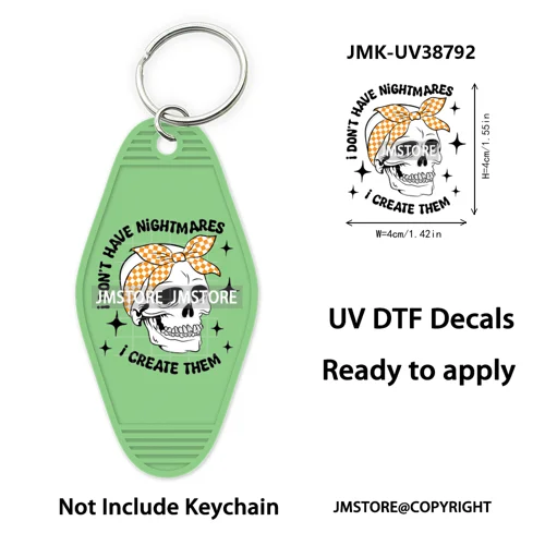 Fall Halloween Quotes Spooky Boo UV DTF Motel Keychain Decal Ready To Ship Durable Transfer Stickers Prints For Hotel Keychain
