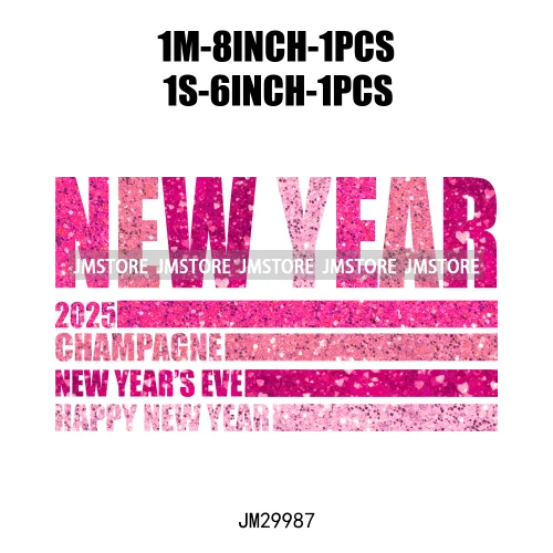 2025 Happy New Year Faux Glitter Holiday 12 New Chapters 365 New Chances Iron On DTF Transfer Sticker Ready To Press For Clothes