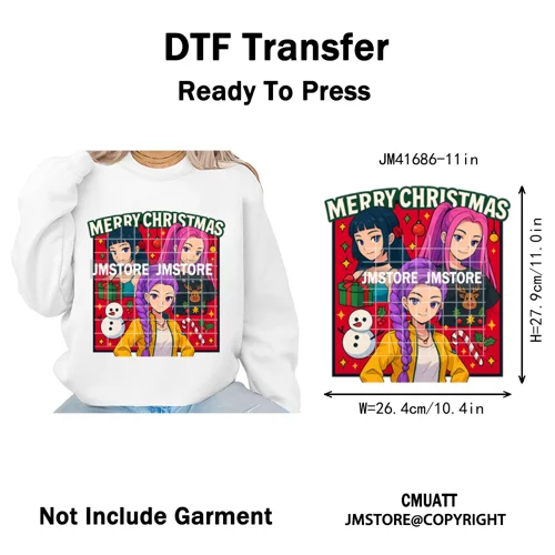 Merry Christmas Kpop Music Band Group Character Xmas Festive Love Iron on DTF Transfers Stickers Ready to Press for Clothes Bags