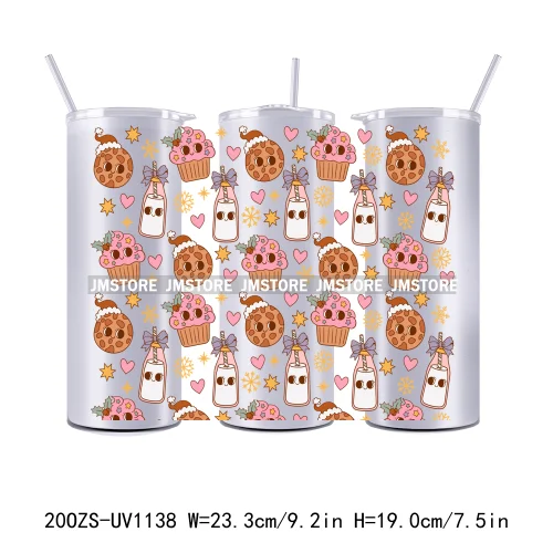 Christmas Gingerbread Reindeer 20OZ Tumbler Wraps Ready To Ship UV DTF Transfer Stickers Waterproof Prints For Skinny Tumbler
