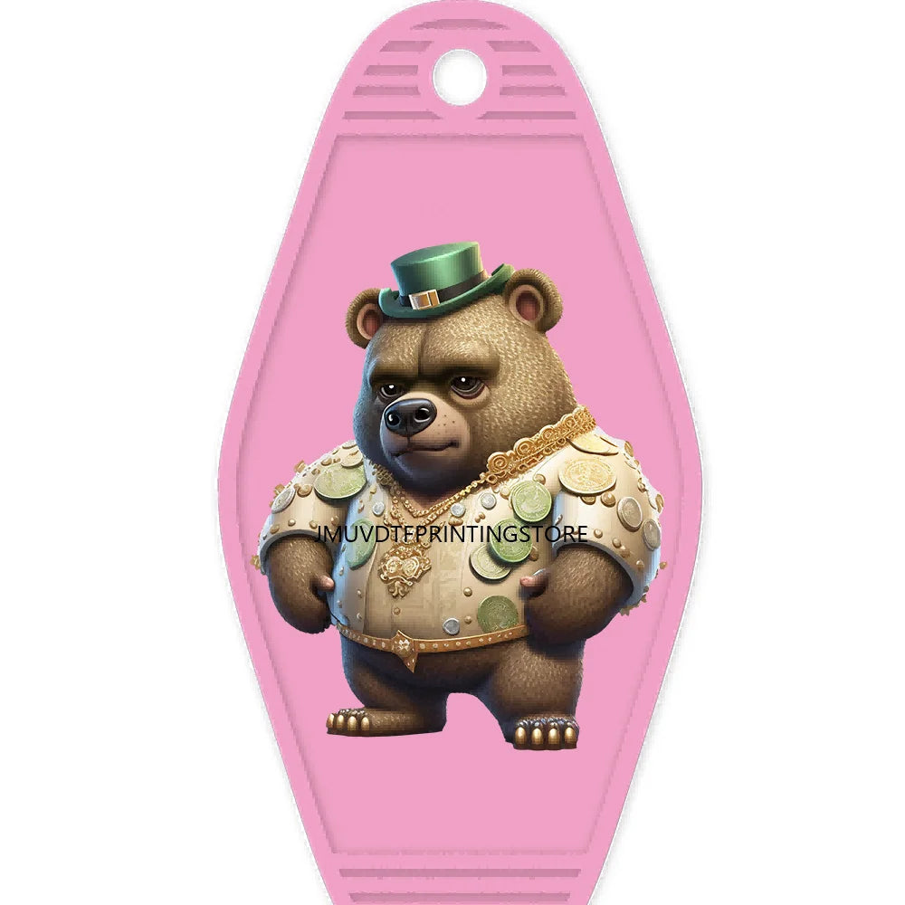 Hip Hop Money Lion High Quality WaterProof UV DTF Sticker For Motel Hotel Keychain Hustle Bear Animals