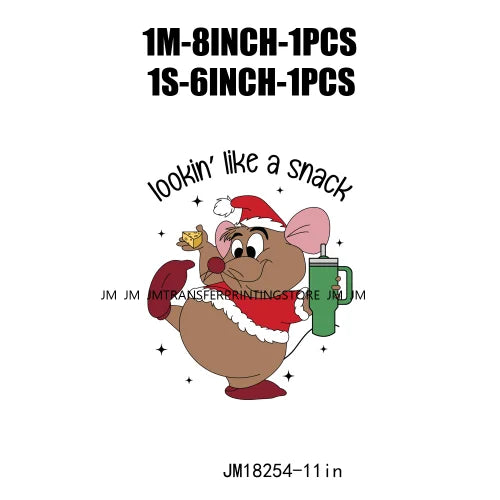 Funny Mouse Princess Christmas Designs Looking Like A Snack Gus Christmas Heat Transfer Stickers Ready To Press For Clothes Bags