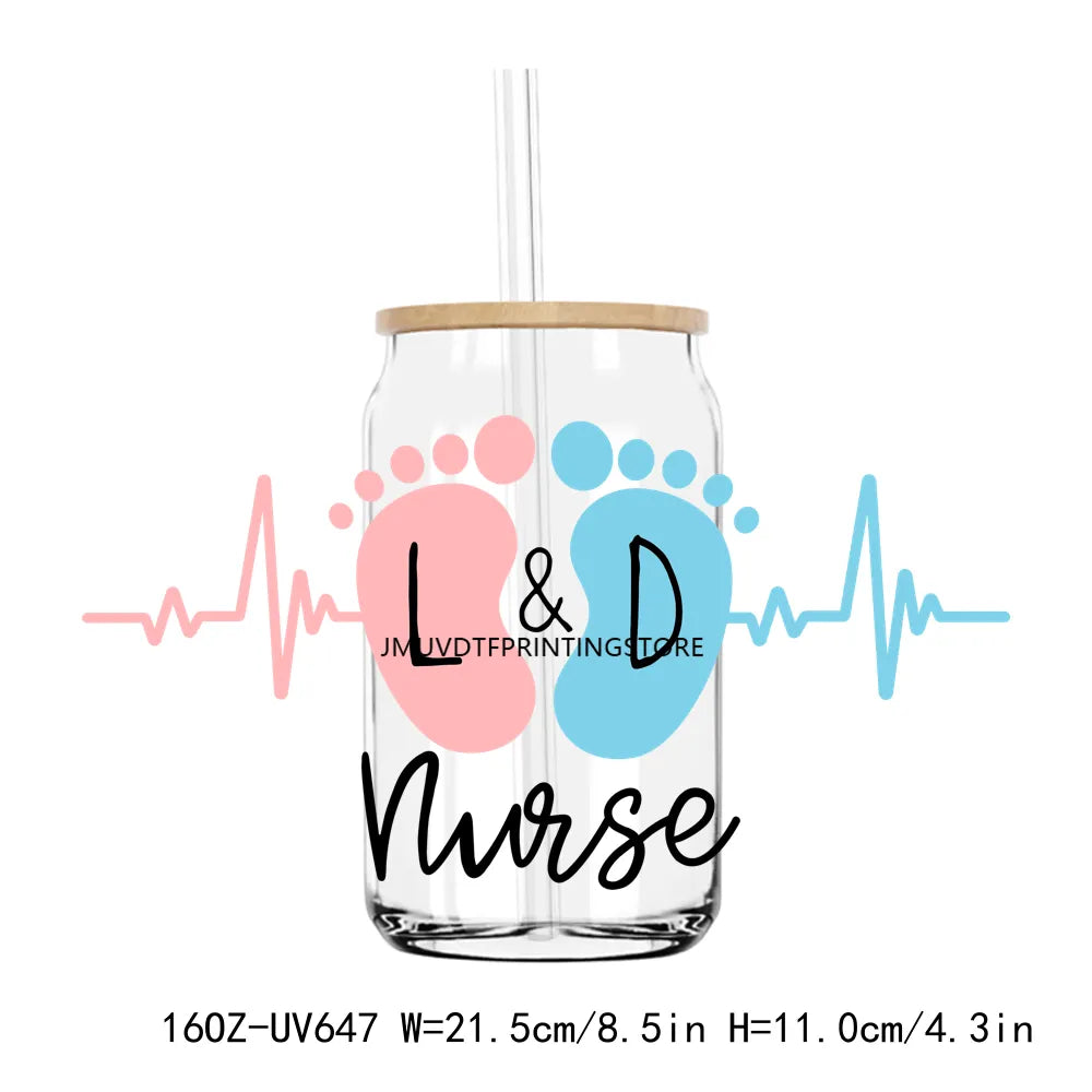 Western Registered Nurse 16OZ UV DTF Cup Wrap Transfers Stickers Custom Labels DIY Durable Waterproof Logo For Libbey Glass Can