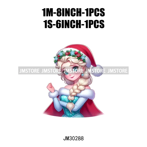 Cute Princess Red Ugly Sweater Cartoon Girls Friends Merry Christmas Iron On DTF Transfers Stickers Ready To Press For Clothing
