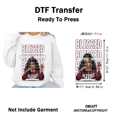 Pray Jesus Faith Trust Black Woman Religious Blessed Thermal Designs Iron on DTF Transfers Stickers Ready to Press for Clothes
