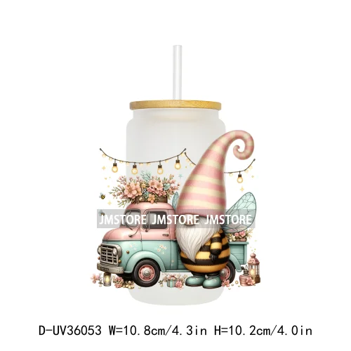 Honey Spring Bee Gnome Floral UV Sticker Decals For Libbey Cold Cups Mugs Tumbler Transfer Sticker Waterproof High Quality Label