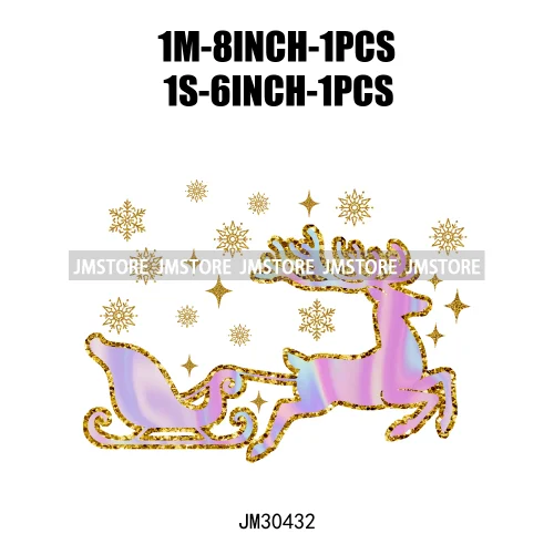 Faux Glitter Merry Christmas Season Merry And Bright Santa Baby Decals Iron On DTF Transfers Stickers Ready To Press For T-shirt