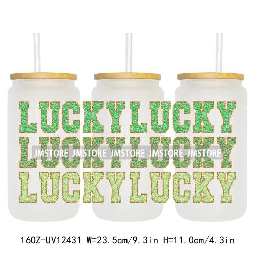 Lucky Coquette Bow Happy St Patrick's Day 16OZ UV DTF Cup Wrap Transfer Stickers Custom Waterproof Labels For Libbey Glass Can