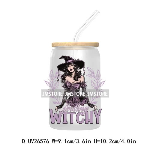 Spooky Witch Halloween UV DTF Transfer Stickers Decals For Libbey Cold Cups Mugs Durable Waterproof Custom Labels Fall Season