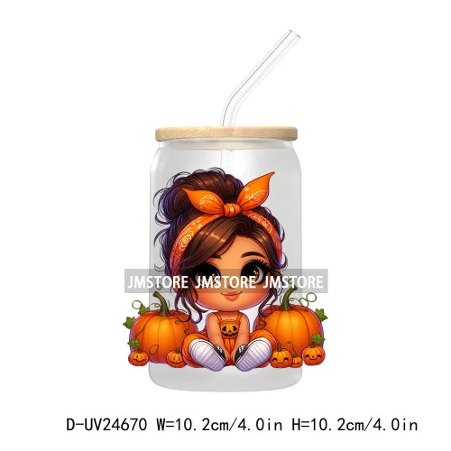 Halloween Latina Princess UV DTF Transfer Stickers Decals For Libbey Cold Cups Mugs Tumbler Custom Waterproof DIY Labels Pumpkin