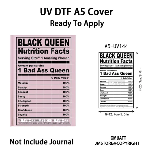 Black Mom Dad Family Nutrition Facts A5 Notebook UV DTF Wrap Ready To Apply Waterproof Transfer Sticker Decals For Journal Cover