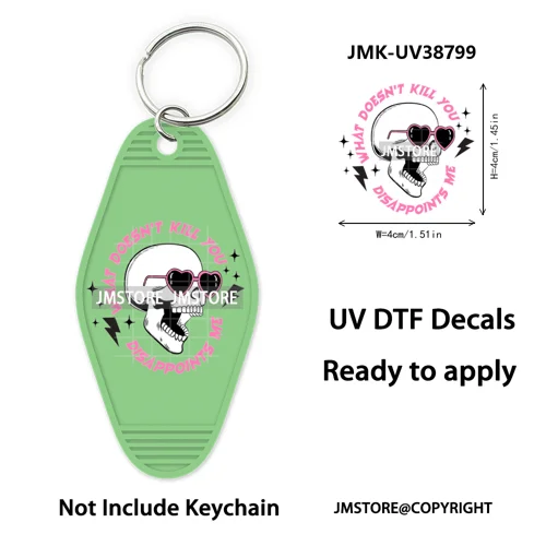 Fall Halloween Quotes Spooky Boo UV DTF Motel Keychain Decal Ready To Ship Durable Transfer Stickers Prints For Hotel Keychain