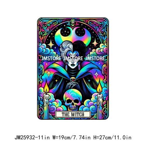 Custom Horror Halloween Emperor Empress Witch Skull Tarot Card Decals DTF Iron On Transfers Stickers Ready To Press For Clothing