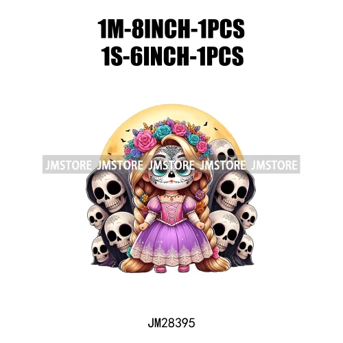 Washable Day Of The Dead La Catrina Dolls Designs Cartoon Princess Hispanic Girly Iron On DTF Transfers Stickers For Hoodies