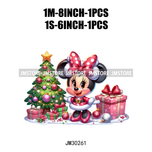 Christmas Cartoon Animal Characters Snow Holiday Santa Tree Gifts Iron On DTF Transfers Stickers Ready To Press For Sweatshirts