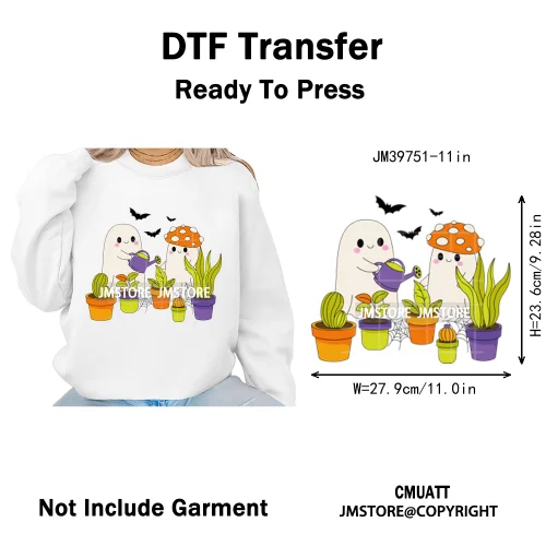 Sweet Spooky Ghost Boo Coquette Pumpkins Halloween Skeleton Iron on DTF Washable Transfers Stickers Ready to Press for T-shirts
