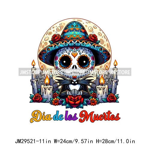 Dia De Los Muertos Mexicao Concha Ghost Cartoon Hispanic Halloween Iron On DTF Transfers Stickers Ready To Press For Clothing