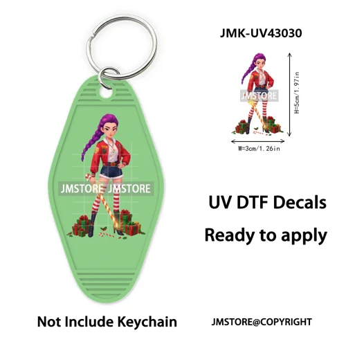 Christmas Kpop Team Demon Hunters Movie UV DTF Keychain Decals Ready To Apply Waterproof Durable Wraps For Hotel Motel Keychain