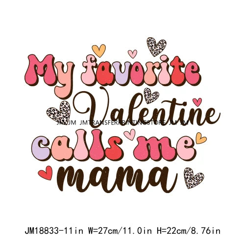 Valentine Heart Mama Mini Best Mom Ever Love Family Candy Heart Stanley Tumbler Inspired Iron On DTF Transfer Sticker For Shirts