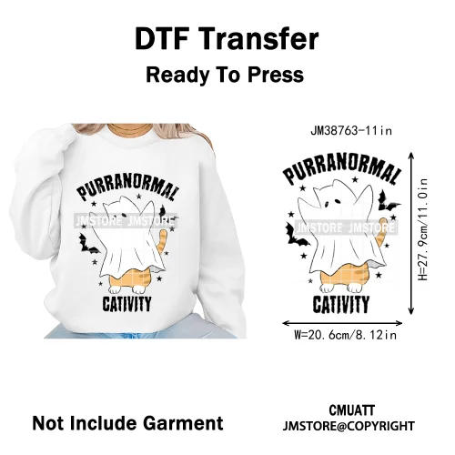 Cute Boos Ghost Pumpkin Halloween Season Thermal Printing Iron on DTF Washable Transfers Stickers Ready to Press for Textile