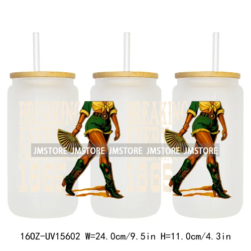 Juneteenth Vibes Sneaker And Heel Afro Woman 16OZ UV DTF Cup Wraps Ready To Apply Transfer Stickers For Libbey Glass Can Tumbler