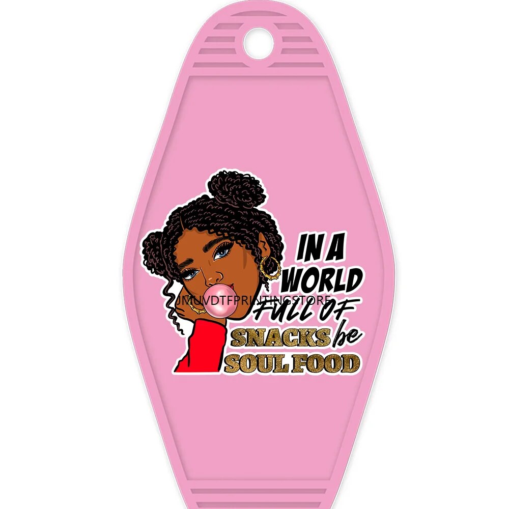 African American Girl High Quality WaterProof UV DTF Sticker For Motel Hotel Keychian Hustle Black Women