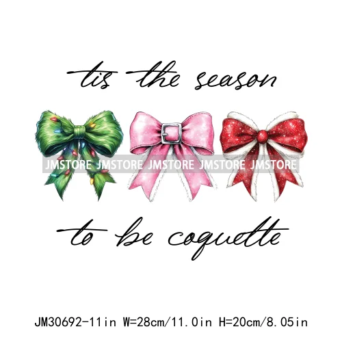 Tis The Season To Be Coquette Merry Christmas Tree Farm Fresh Light Iron On DTF Transfers Stickers Ready To Press For Hoodies