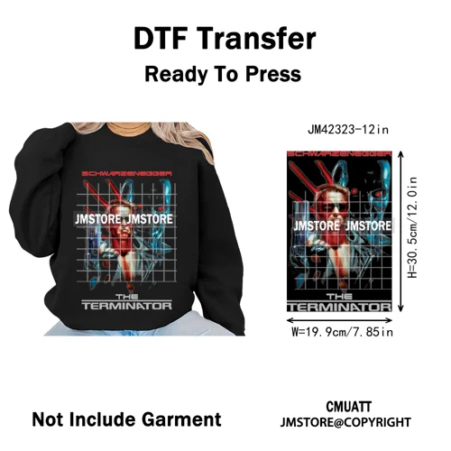 12in Retro Halftone Movie Halloween Spooky Popular Shows Iron on DTF Washable Transfers Stickers Ready to Press for Hoodies