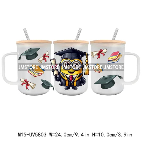 Class Of 2024 UV DTF Sticker For 15OZ Mug Libbey Glass Cup Can Wrap Transfer Stickers Custom Labels DIY Logo Cartoon Graduation