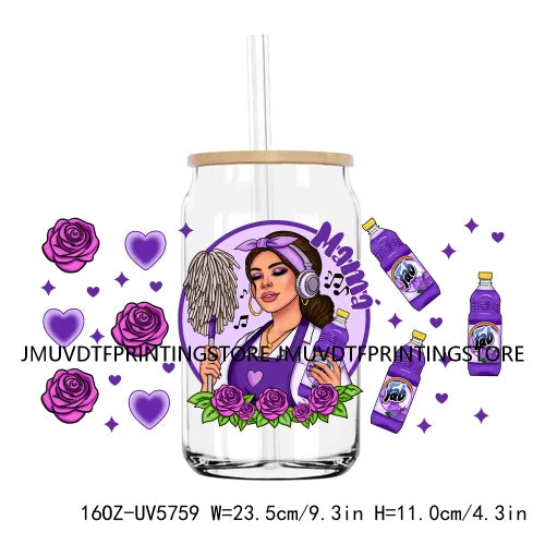 Chingona Chicana Mom 16OZ UV DTF Cup Wrap Transfer Stickers Chibi Mama Custom Label Durable Waterproof Logo For Libbey Glass Can