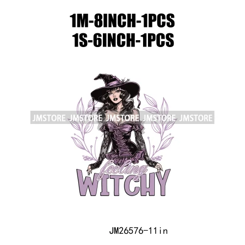 Custom Spooky Season Witch Girl Social Club Halloween Resting Witch Face DTF Iron On Transfer Sticker Ready To Press For Hoodies