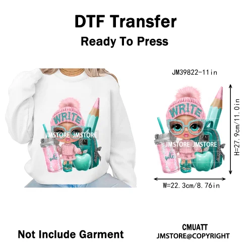 Pink Sweater Hat Coffee Girls Ghost Animal Pumpkin Halloween Iron on DTF Washable Transfers Stickers Ready to Press for Textile
