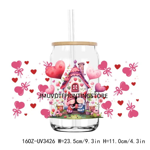 Love More Worry Less UV DTF Sticker For 16OZ Libbey Glass Cup Can Wrap Transfer Sticker Custom Labels DIY Logo XOXO Valentines